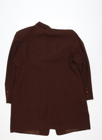 Ann Harvey Women Brown Long Sleeve Mid-Length Overcoat Size 18
