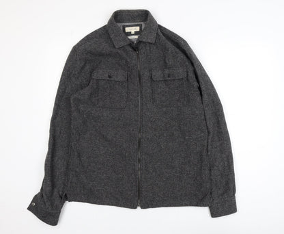 River Island Men's Grey Wool Blend Zip Jacket Medium