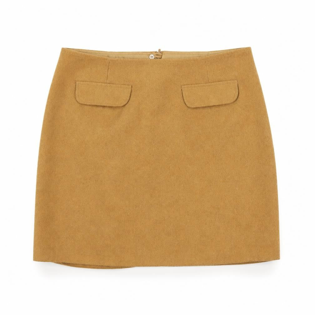 Papaya Women Beige Size 12 Straight Wool Blend Mini Skirt