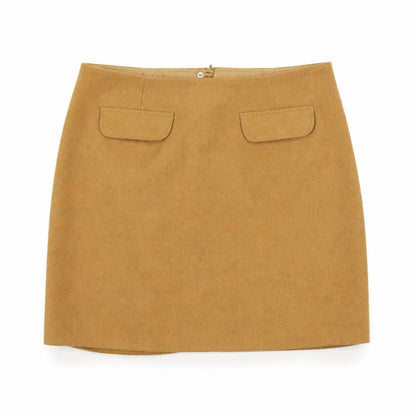 Papaya Women Beige Size 12 Straight Wool Blend Mini Skirt