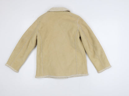 GAP Girls Beige Faux Suede Pea Coat Lined Double-Breasted Size 10 Years