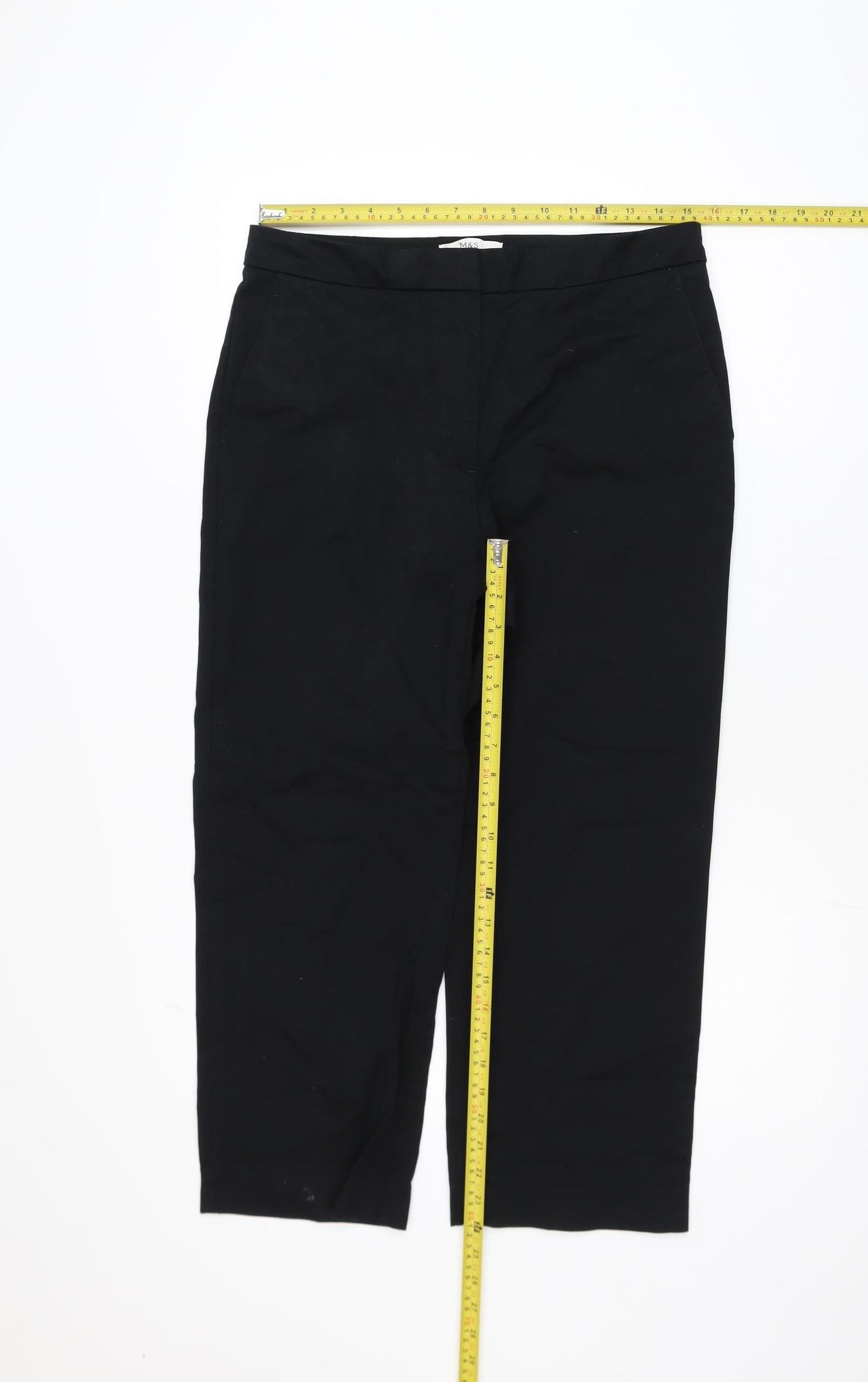 Marks and Spencer Women’s Black Cropped Stretch Trousers Size 12