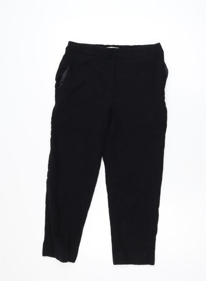 Jaeger Women’s Black Wool Blend Cropped Tapered Trousers Size 10