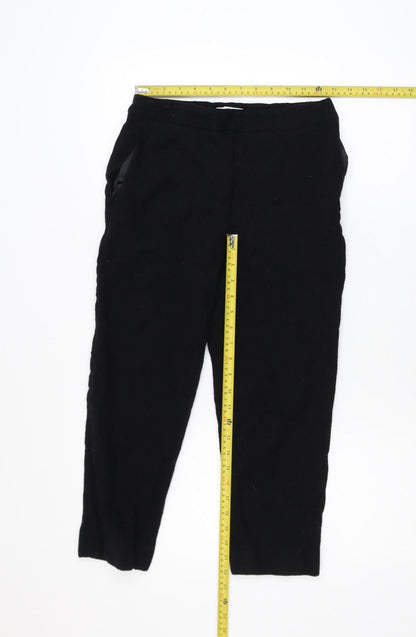 Jaeger Women’s Black Wool Blend Cropped Tapered Trousers Size 10