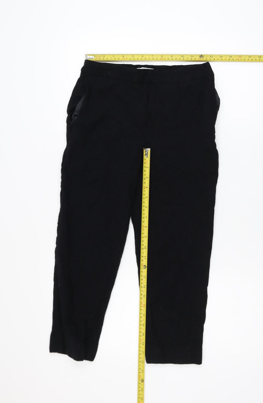 Jaeger Women’s Black Wool Blend Cropped Tapered Trousers Size 10