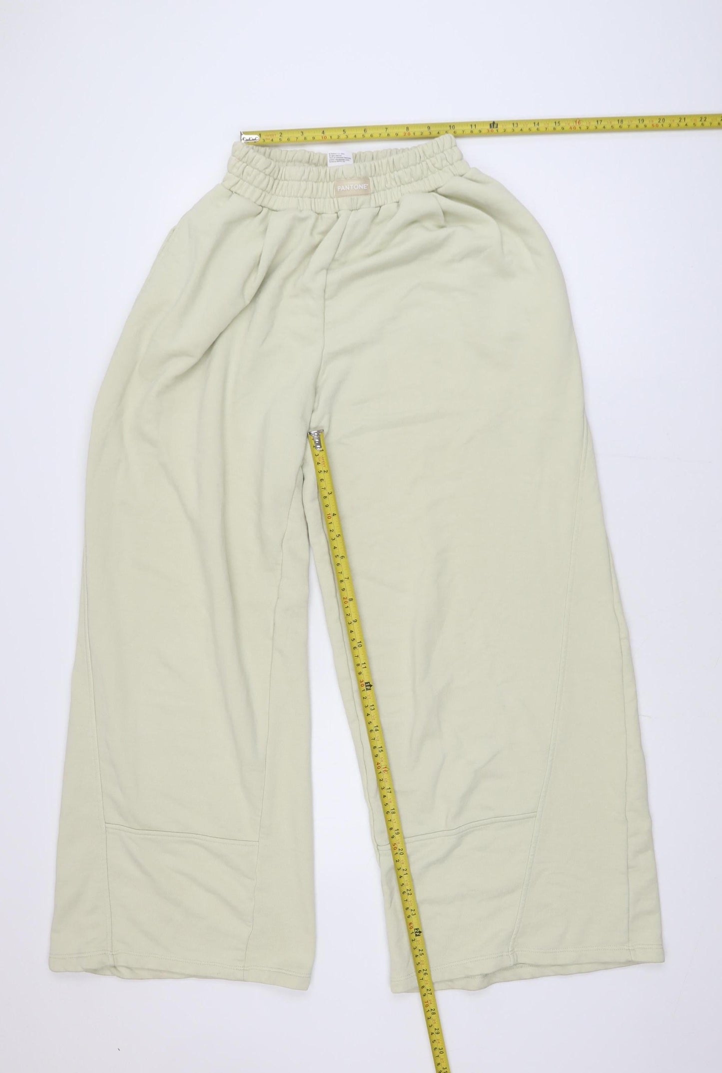 Zara Women’s Beige Wide-Leg Sweatpants M Cotton Blend Relaxed Fit