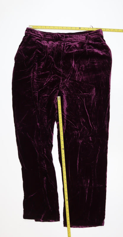 Hush Women’s Purple Velvet Straight Leg Trousers Size 18