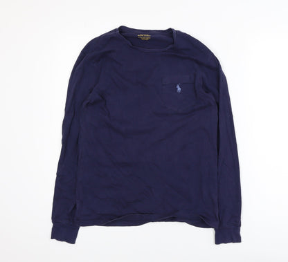 Ralph Lauren Men's Navy Blue Slim Fit Long Sleeve Cotton T-Shirt XS