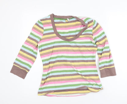 Tom Joule Women’s Multicoloured Striped 3/4 Sleeve Cotton T-Shirt Size 12