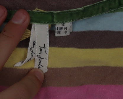Tom Joule Women’s Multicoloured Striped 3/4 Sleeve Cotton T-Shirt Size 12