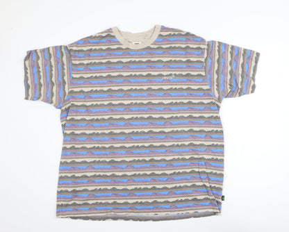 Levi's Men's Beige Multicoloured Striped Cotton T-Shirt XL