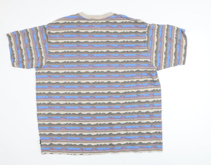 Levi's Men's Beige Multicoloured Striped Cotton T-Shirt XL