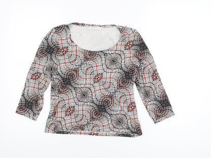 Precis Petite Women’s Multicoloured Geometric 3/4 Sleeve Stretch Blouse Size S