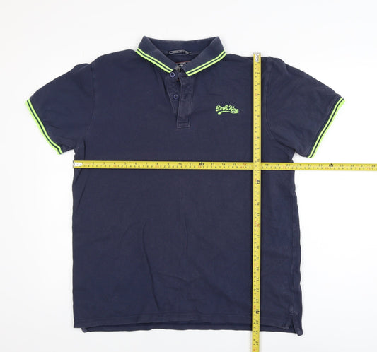 Drift King Men's Navy Blue Polo Shirt Size L Short Sleeve Cotton