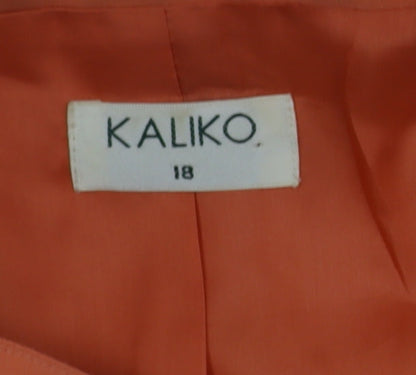 Kaliko Women's Orange Silk Linen Blazer Jacket UK 18 Lined Bow Detail