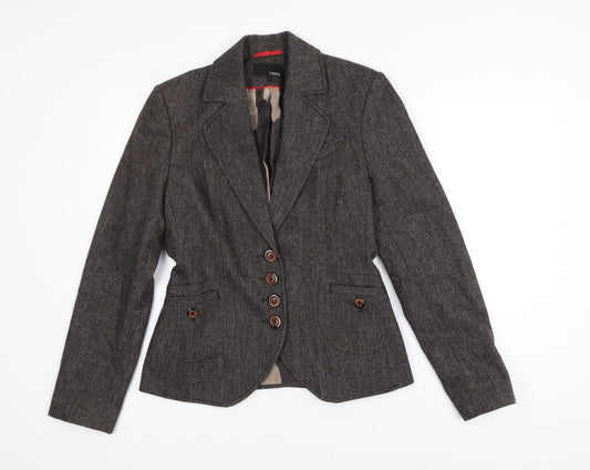 Next Women Brown Wool Blend Single-Breasted Suit Jacket Size 10