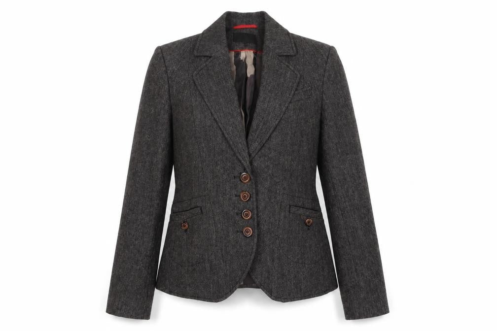 Next Women Brown Wool Blend Single-Breasted Suit Jacket Size 10