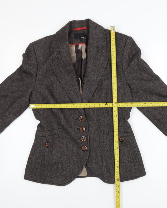 Next Women Brown Wool Blend Single-Breasted Suit Jacket Size 10