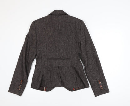Next Women Brown Wool Blend Single-Breasted Suit Jacket Size 10