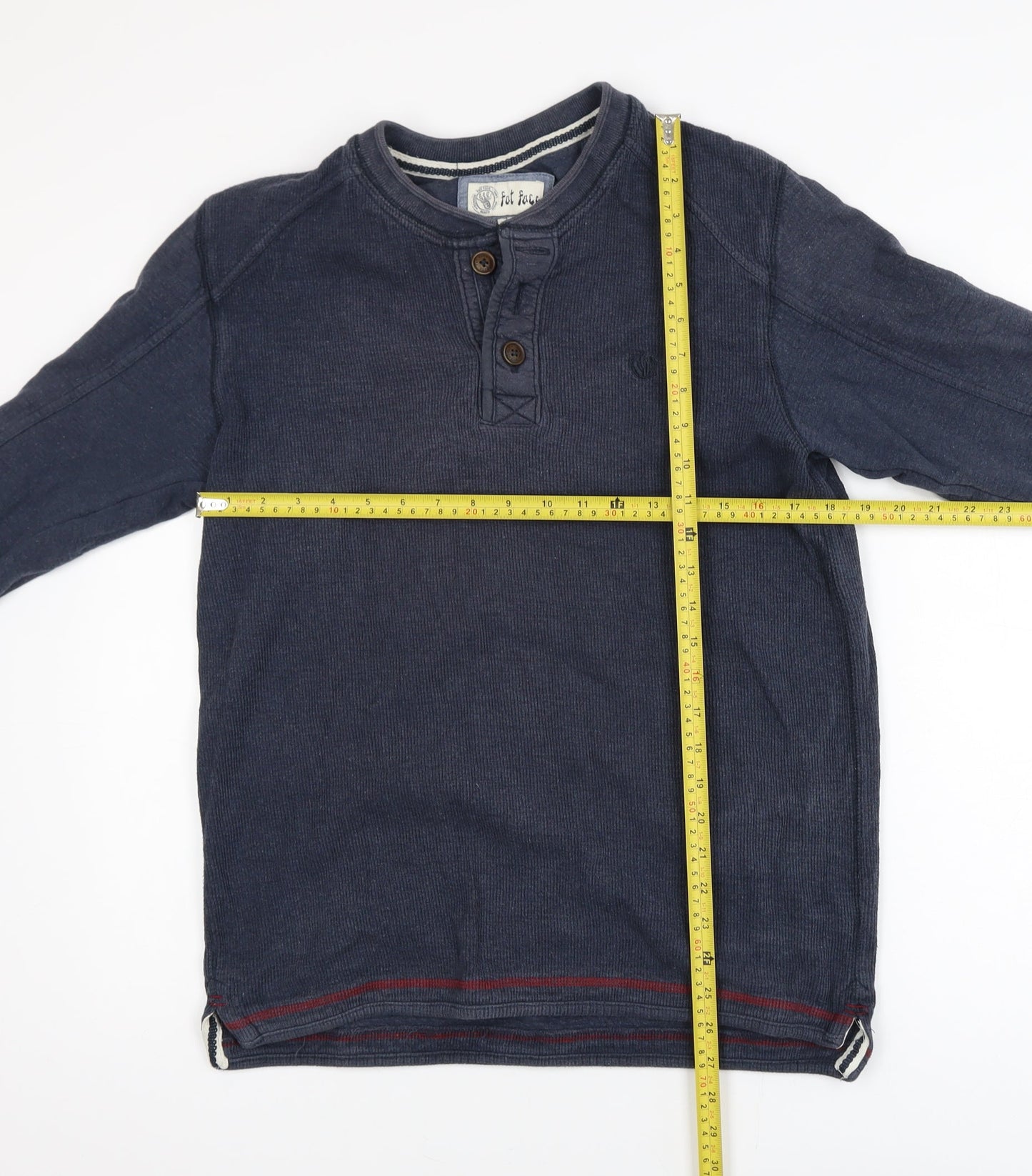 Fat Face Men's Blue Cotton Henley Jumper M Long Sleeve Casual