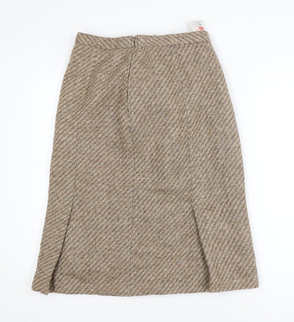 Marks and Spencer Women Brown Wool Tweed Pencil Skirt Size 14