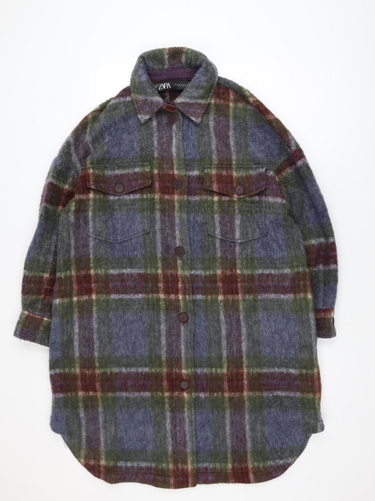 Zara Men's Multicoloured Check Wool Jacket Size M