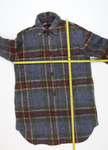 Zara Men's Multicoloured Check Wool Jacket Size M