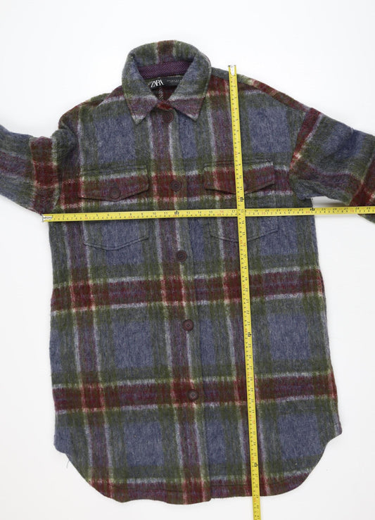 Zara Men's Multicoloured Check Wool Jacket Size M