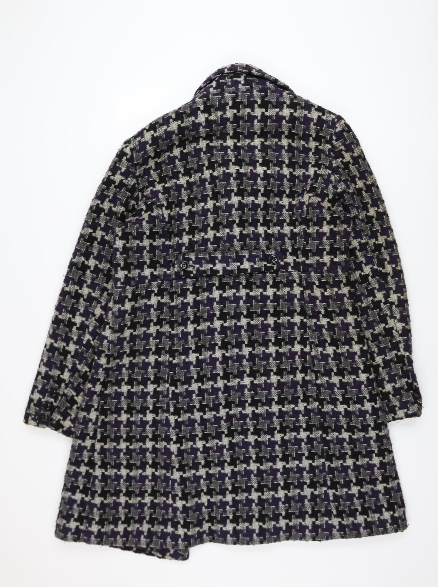 Monsoon Women’s Purple Wool Tweed Check Coat Size 18