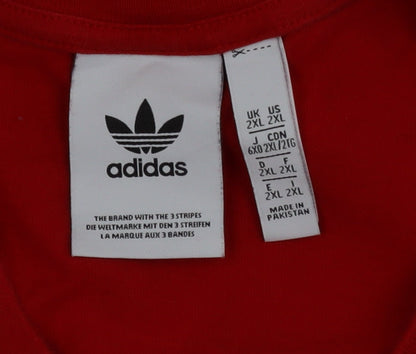 Adidas Men's Red 2XL Classic Crew Neck Short Sleeve Cotton T-Shirt