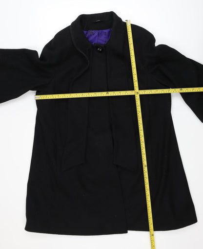 Marks and Spencer Women's Black Wool Blend Mid-Length Coat UK 16