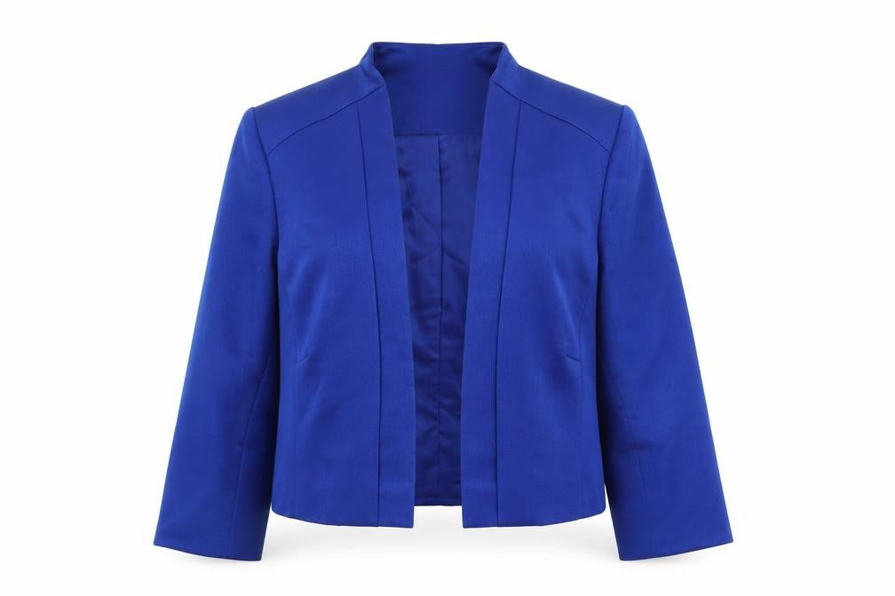 Roman Women’s Blue Cropped Blazer Size 12 Single Breasted