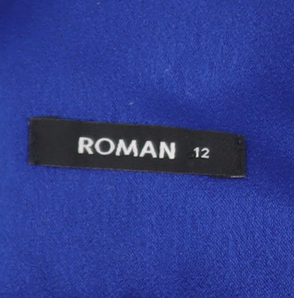 Roman Women’s Blue Cropped Blazer Size 12 Single Breasted