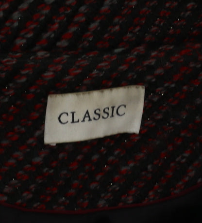 Marks and Spencer Women Red Check Tweed Full Zip Mid-Length Coat Size 8