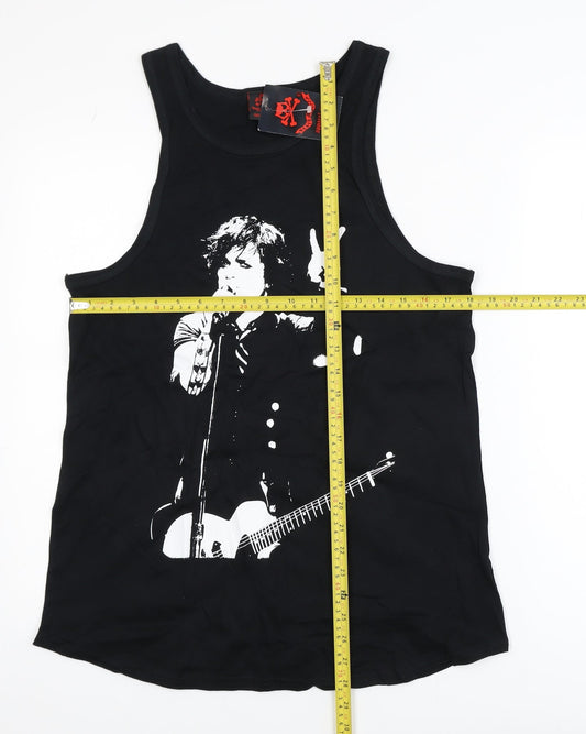 Death Kitty Men's Black Graphic Rock Cotton Tank Top M