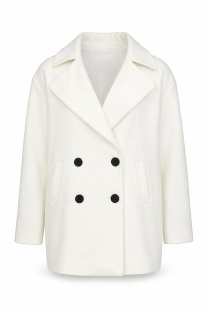 ASOS Women White Mid-Length Pea Coat Size 10 Classic Buttoned