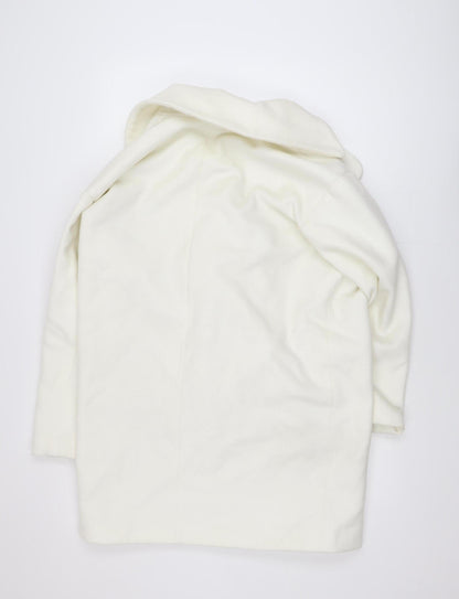 ASOS Women White Mid-Length Pea Coat Size 10 Classic Buttoned