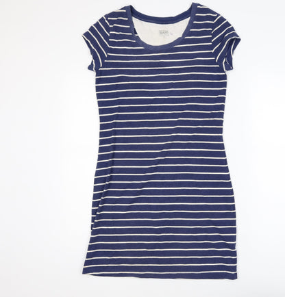 BAM Women’s Blue Striped Bamboo Cotton Short Sleeve T-Shirt Size 10