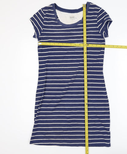 BAM Women’s Blue Striped Bamboo Cotton Short Sleeve T-Shirt Size 10
