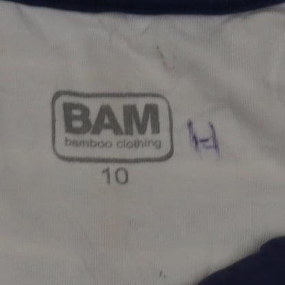 BAM Women’s Blue Striped Bamboo Cotton Short Sleeve T-Shirt Size 10