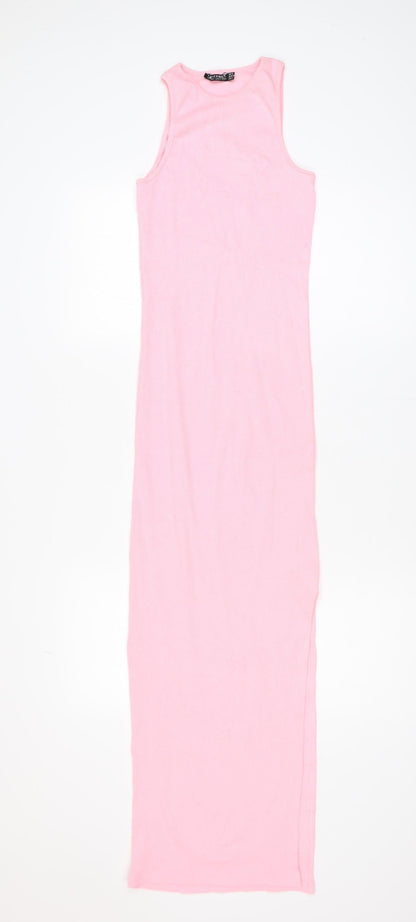 ISAWITFIRST Women Pink Sleeveless Long Bodycon Dress Size 6