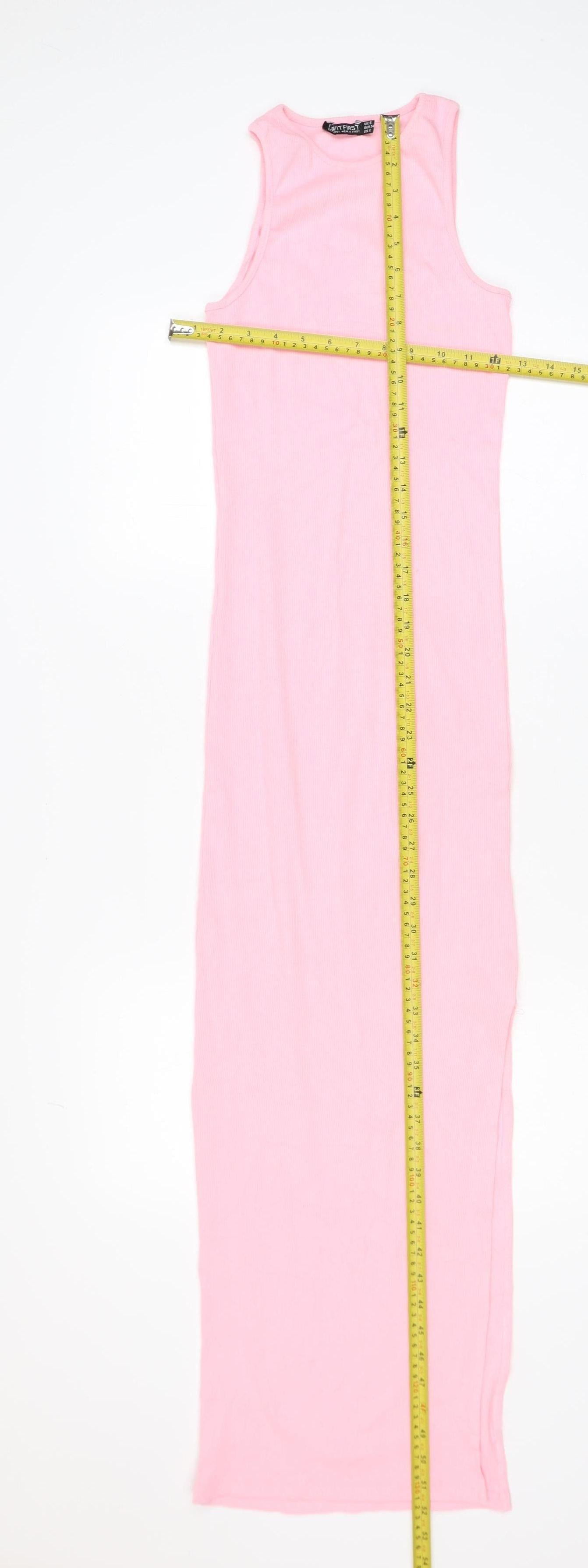 ISAWITFIRST Women Pink Sleeveless Long Bodycon Dress Size 6