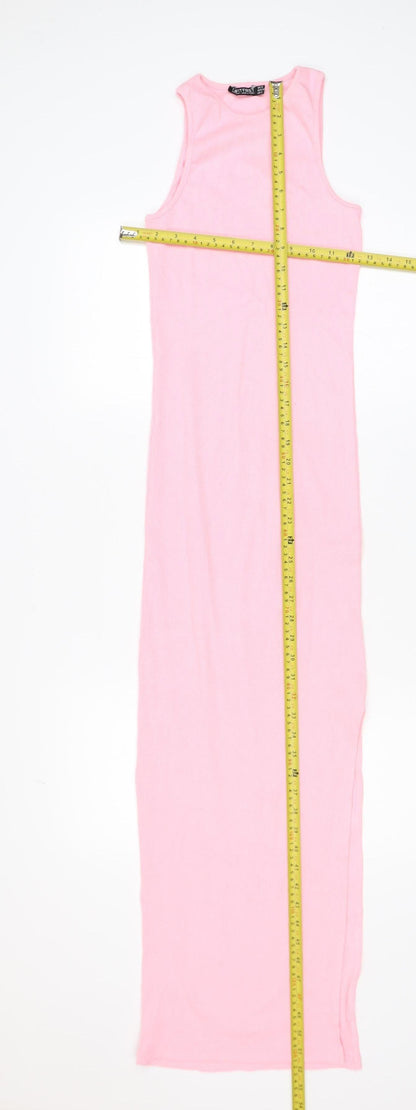ISAWITFIRST Women Pink Sleeveless Long Bodycon Dress Size 6