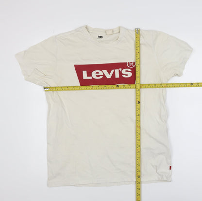 Levi's Men's White Graphic Logo Crew Neck Cotton T-Shirt Size L