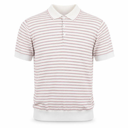 French Connection Men's White Striped Cotton Polo Shirt L