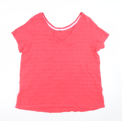 Joules Women Pink Cotton V-Neck Short Sleeve T-Shirt Size 16