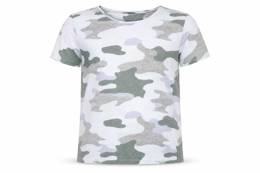 Marks & Spencer Womens Multicoloured Camouflage Regular Fit T-Shirt Size 20