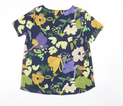 Bonmarché Women’s Navy Floral Short Sleeve Polyester Blouse Size 14
