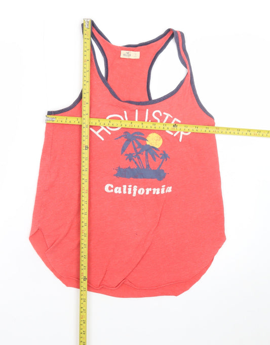 Hollister Men’s Red Sleeveless California Graphic T-Shirt Size S