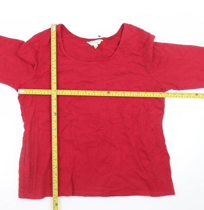 Seasalt Cornwall Womens Red 3/4 Sleeve Organic Cotton Scoop Neck T-Shirt UK 16